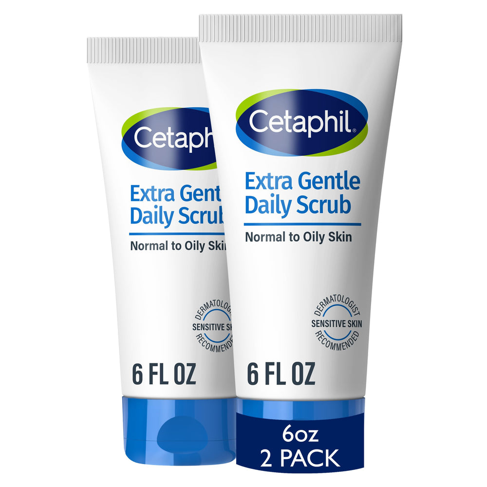 Cetaphil Exfoliating Face Wash bottle and two-pack for gentle daily cleansing.