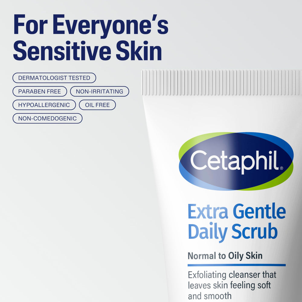 Cetaphil Exfoliating Face Wash non-irritating and non-comedogenic for pore-friendly use.