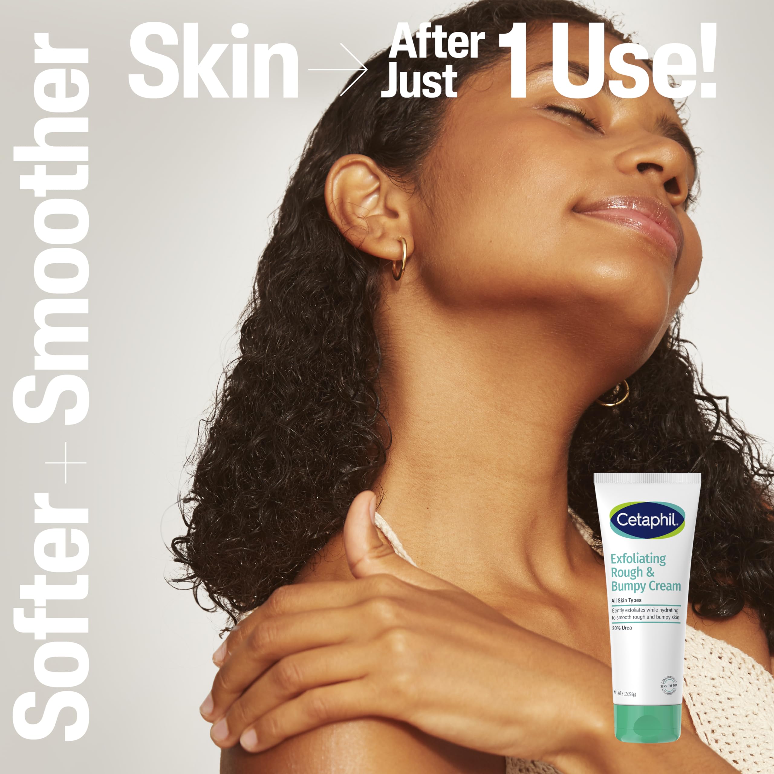 Cetaphil Exfoliating Rough and Bumpy Cream close-up shows 20 percent Urea.