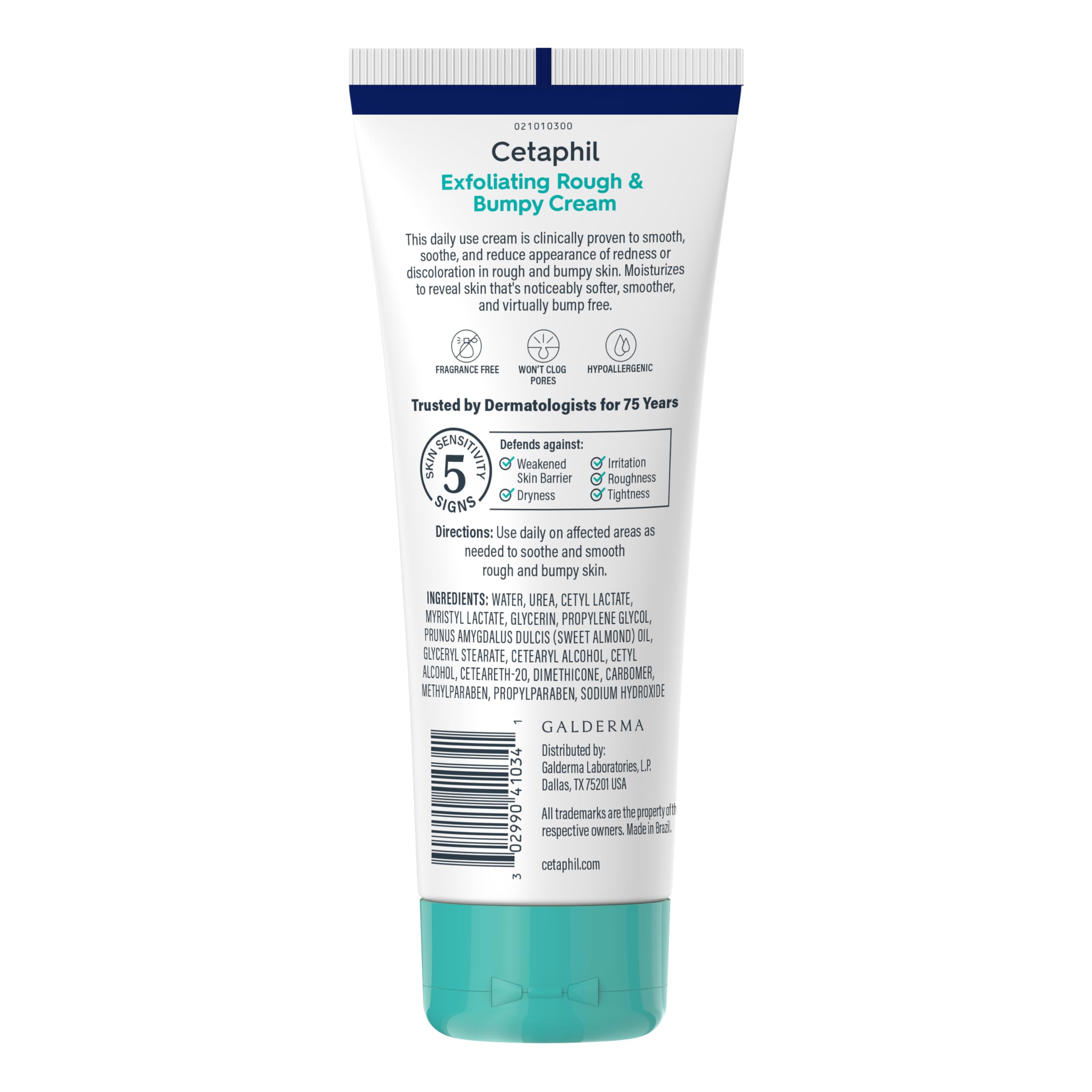 Cetaphil Exfoliating Rough and Bumpy Cream supports sensitive skin comfort.