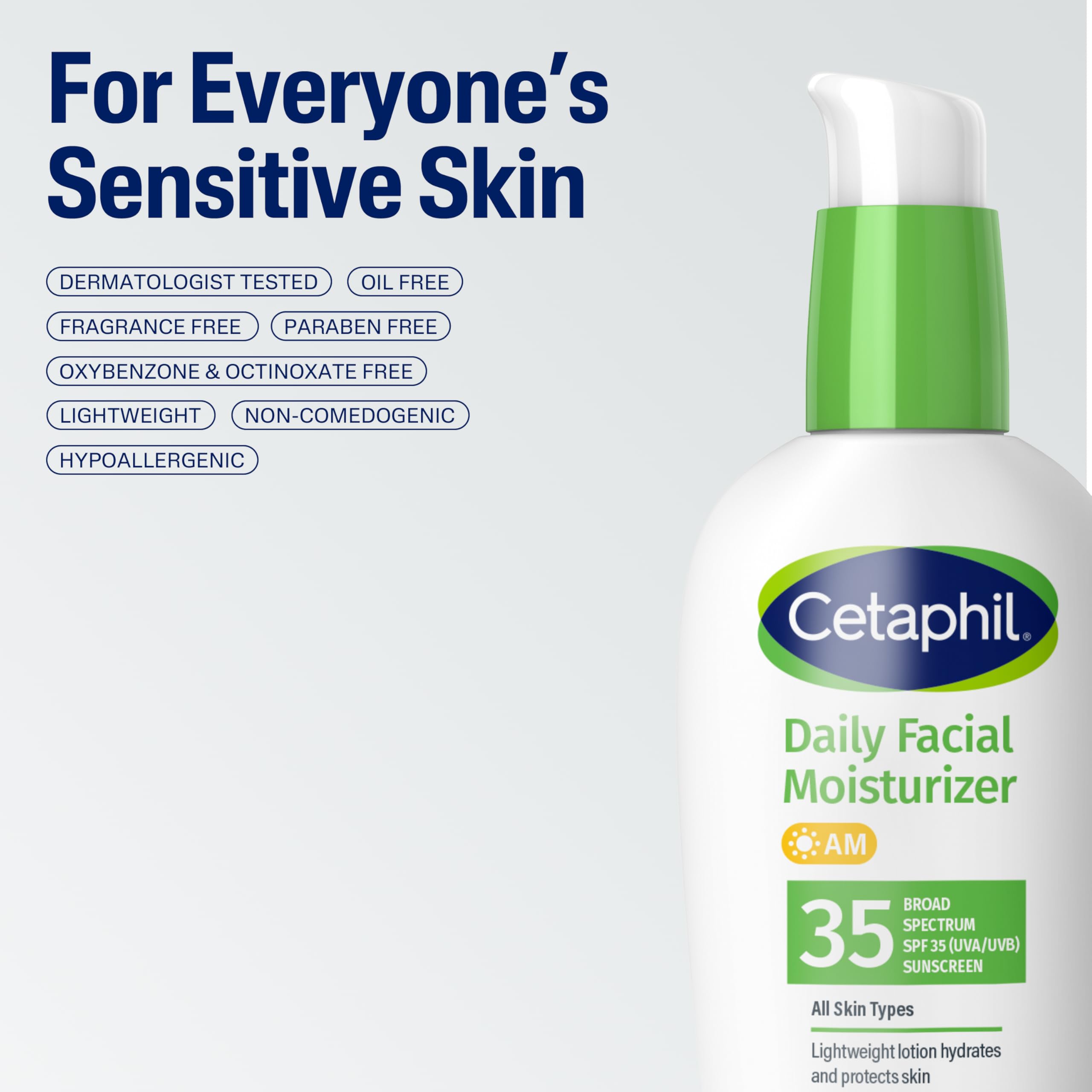 Cetaphil Face Moisturizer SPF 35 lightweight and fast-absorbing.