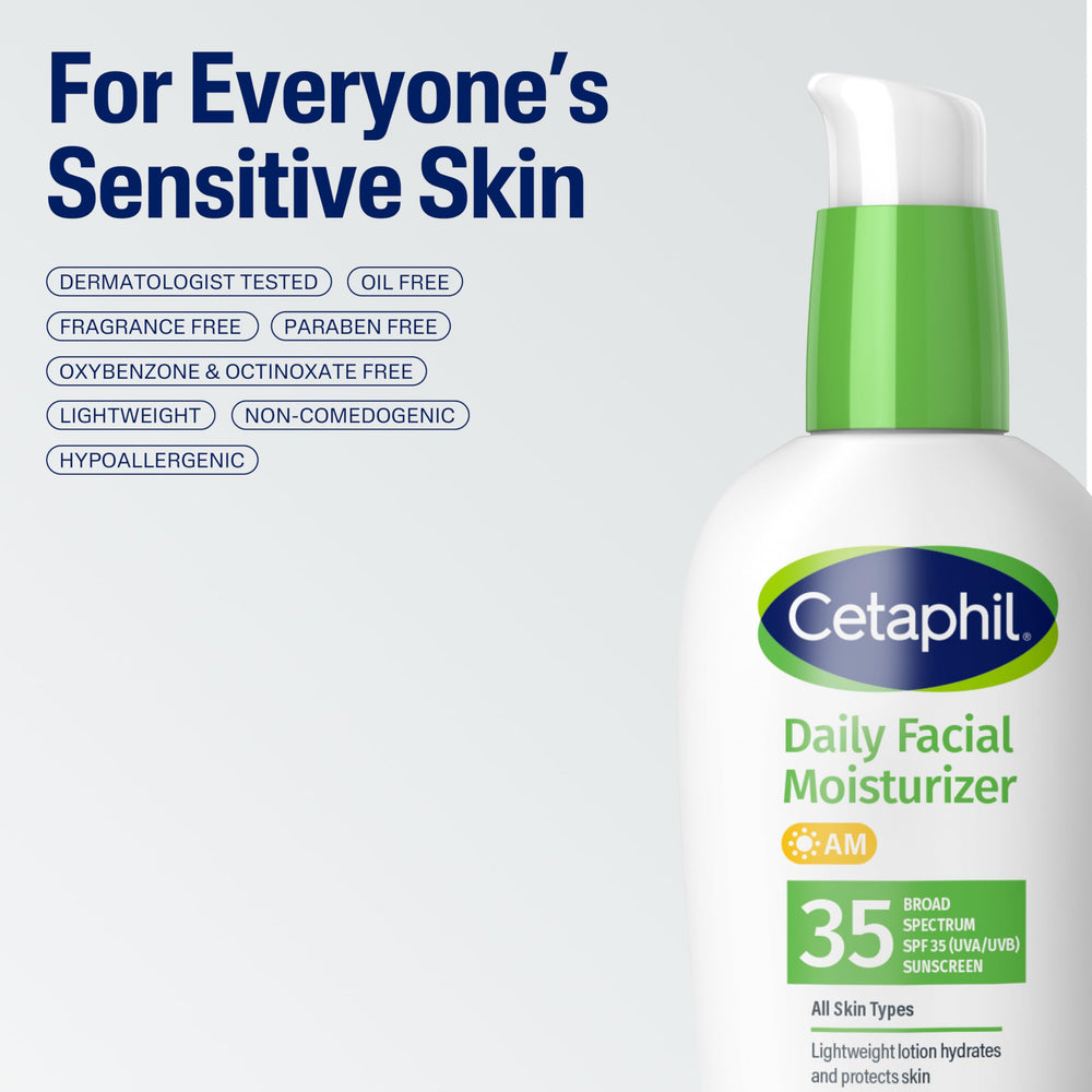 Cetaphil Face Moisturizer SPF 35 lightweight and fast-absorbing.