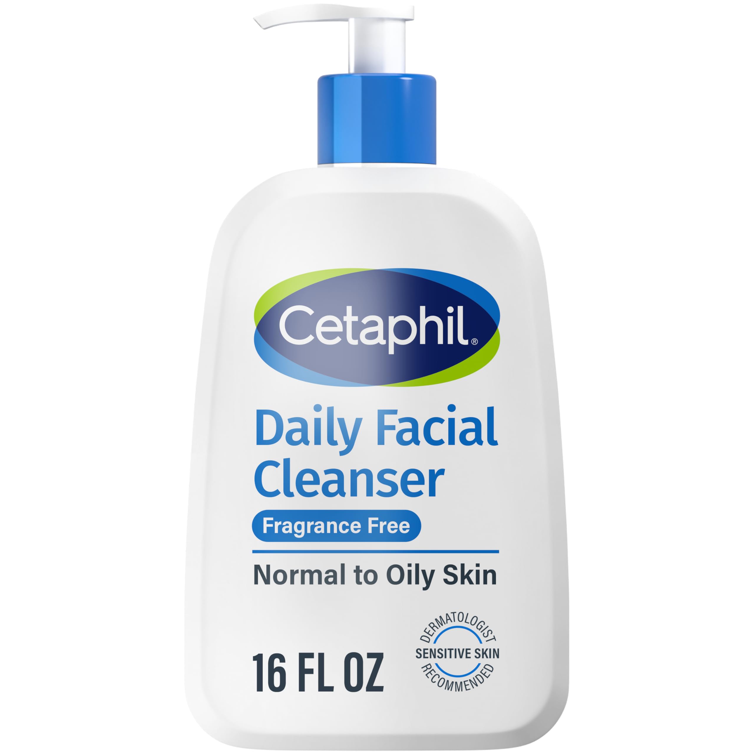 Cetaphil Face Wash bottle-front shows fragrance-free daily cleanser for sensitive skin.