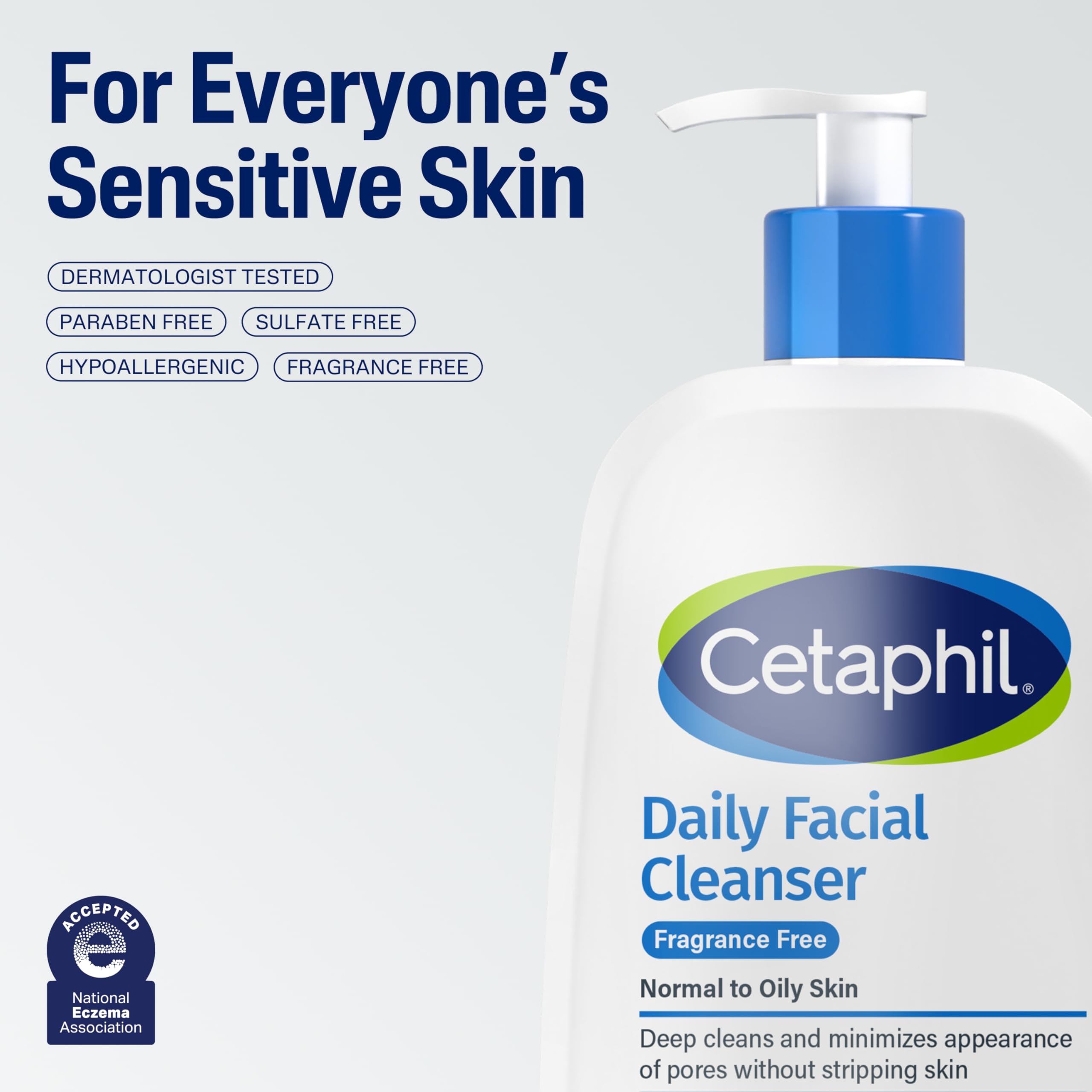 Cetaphil Face Wash sulfate-free and paraben-free label for gentle care.