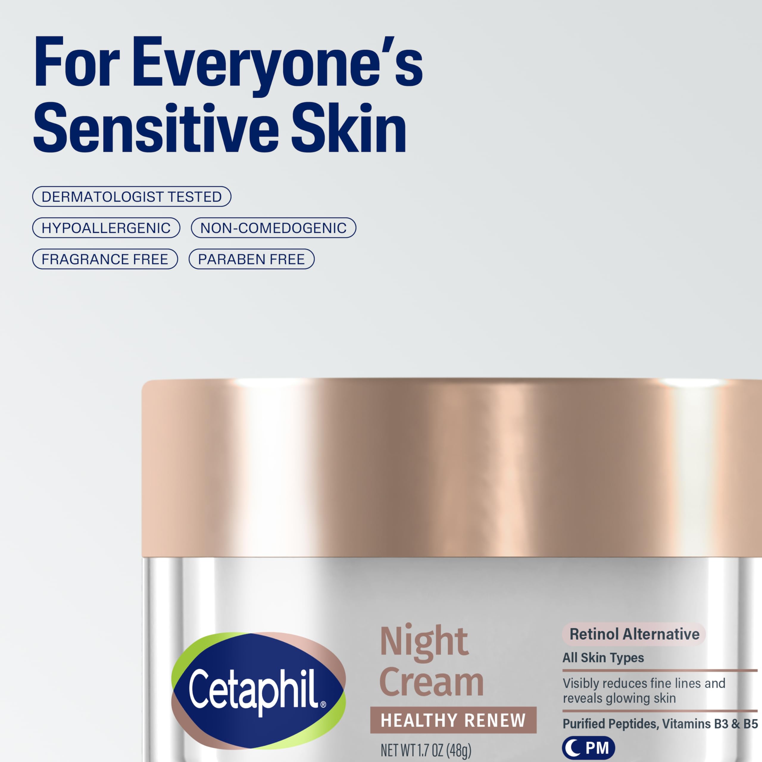Cetaphil Healthy Renew Night Cream in a drawer, part of a calm nightly routine.