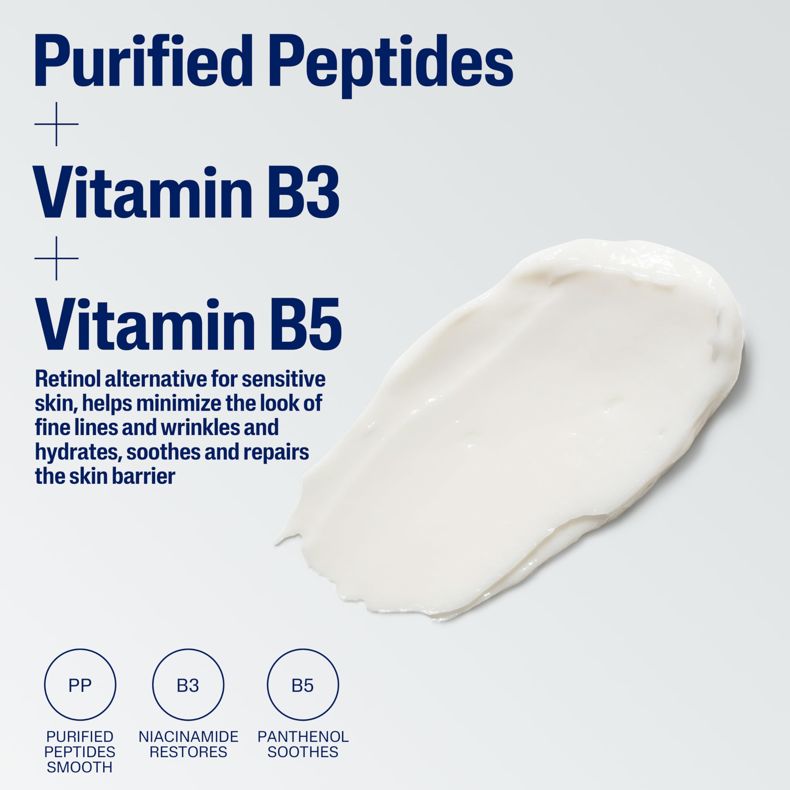 Cetaphil Healthy Renew Night Cream ingredients bottle highlights niacinamide and peptides.