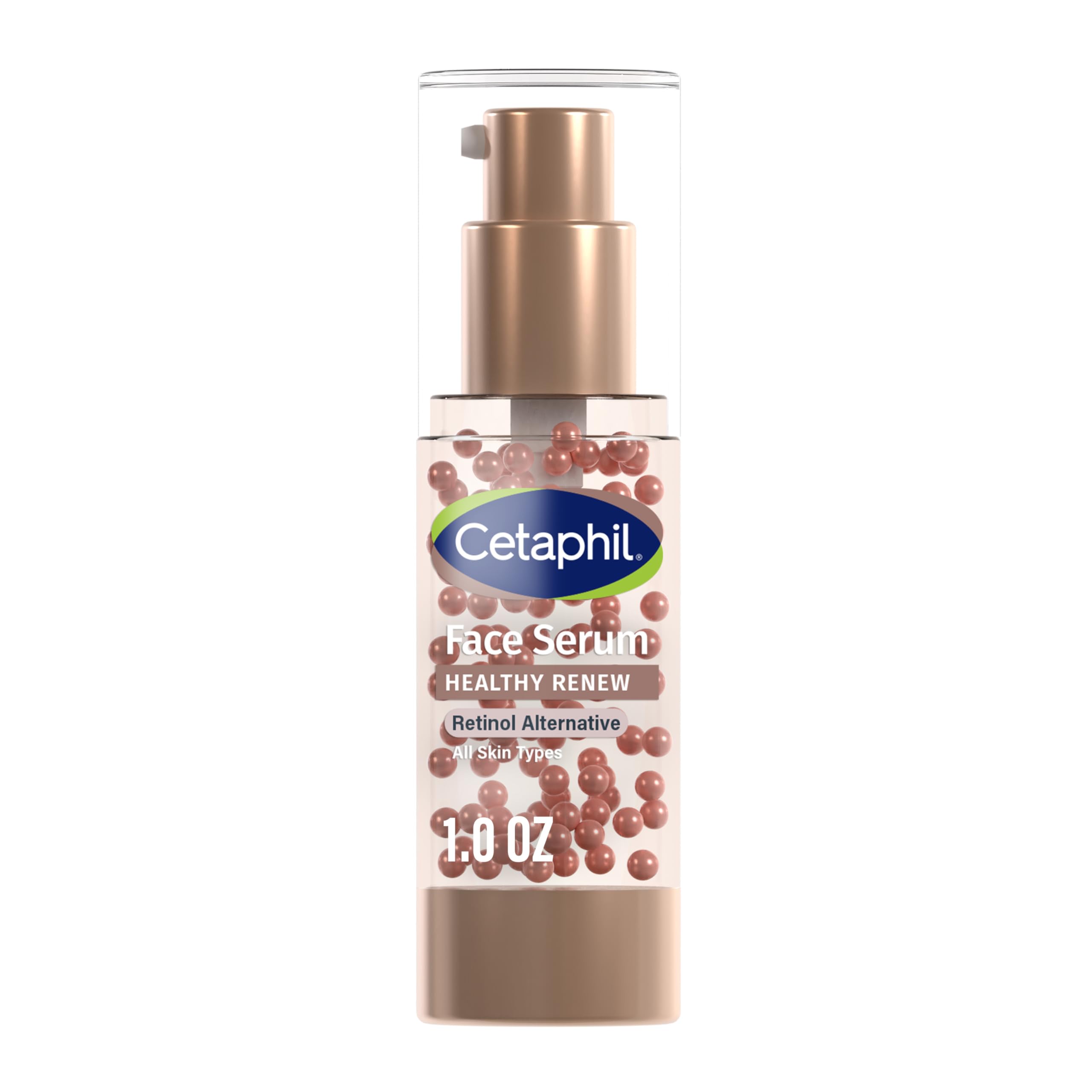 Cetaphil Healthy Renew serum bottle front for fragrance-free anti-aging care and easy use.