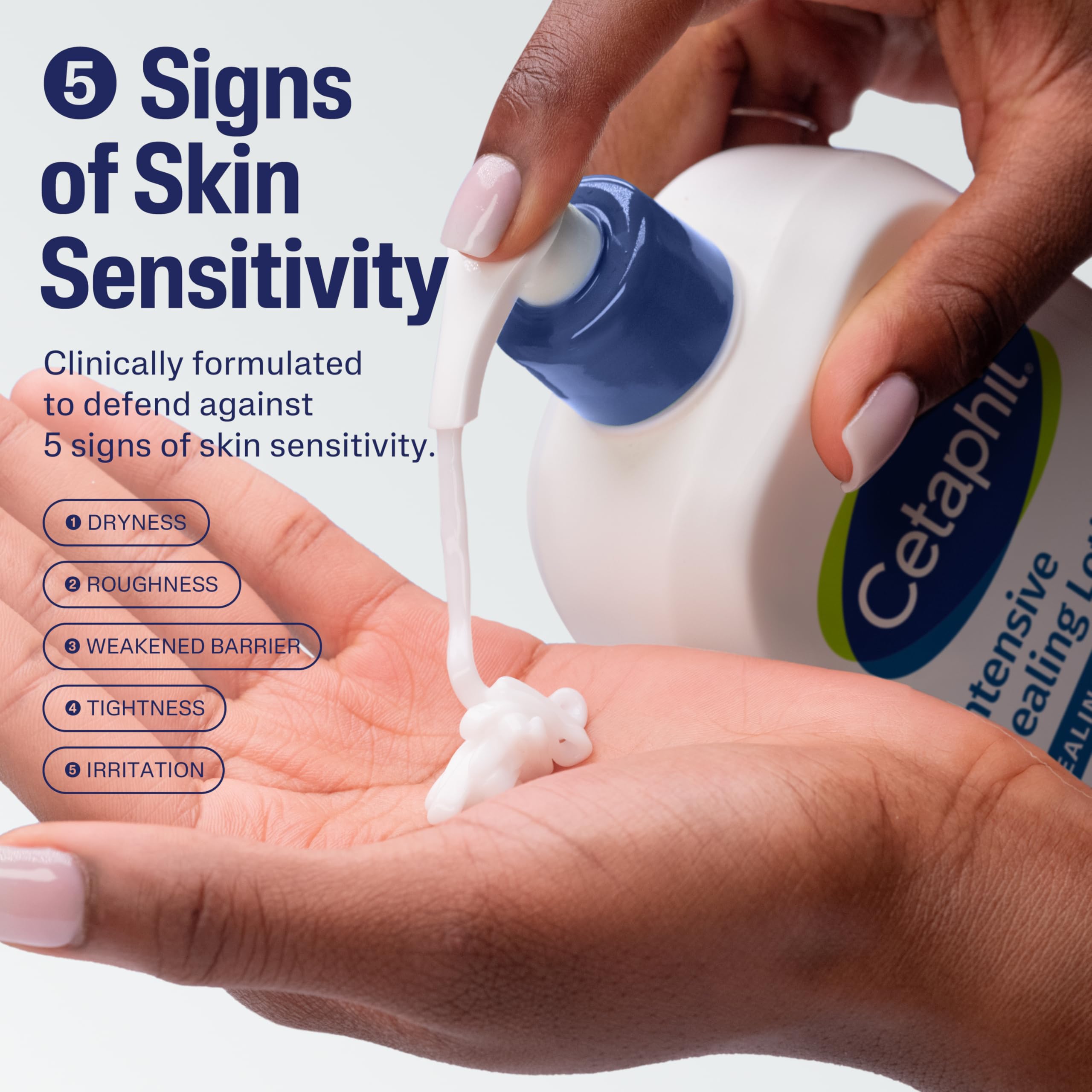 Cetaphil Intensive Healing Lotion application scene emphasizes easy daily use.