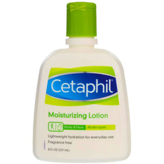 Cetaphil Moisturizing Lotion bottle close-up showing lightweight hydration for all skin types