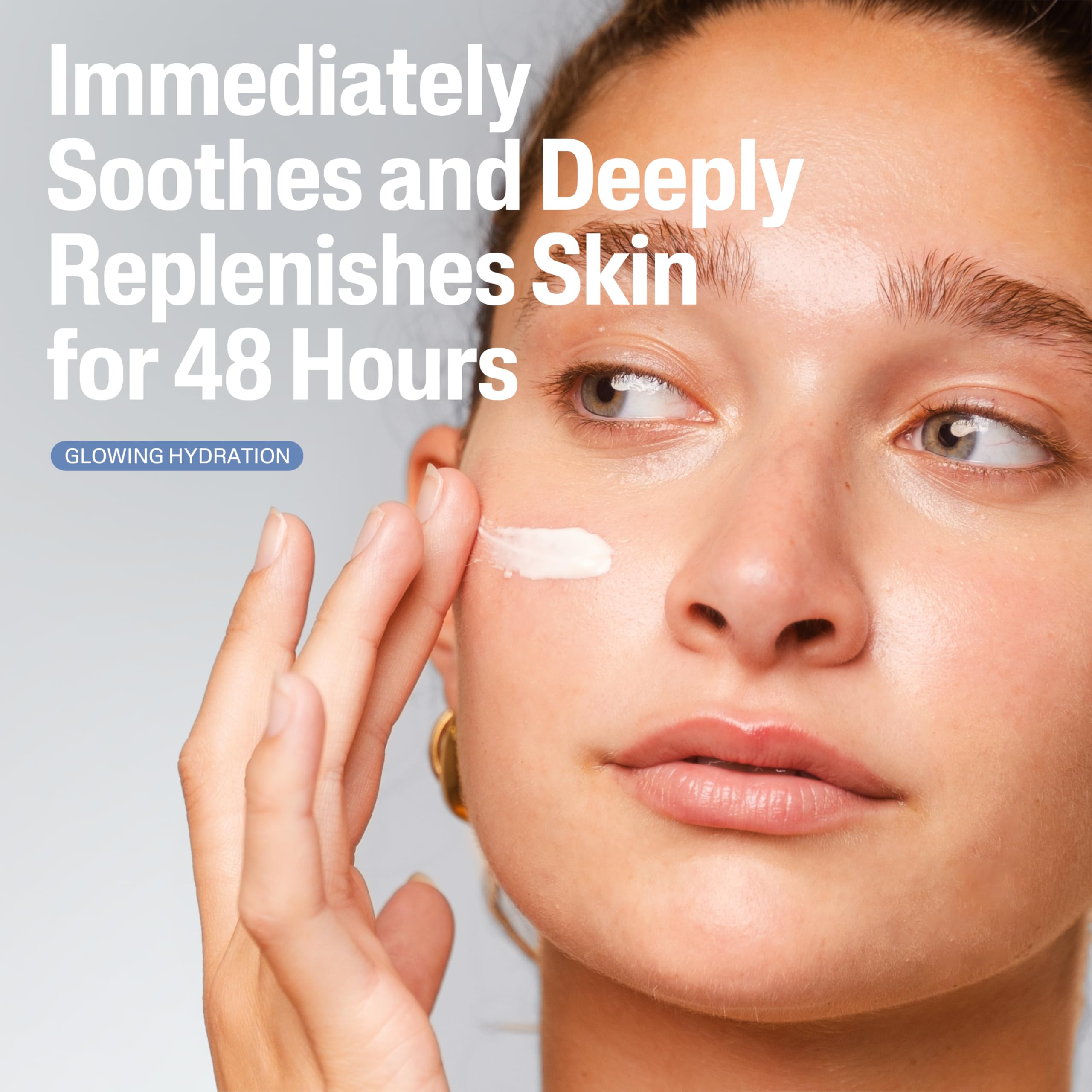 Niacinamide and Vitamin B5 imagery implies improved texture and hydration support