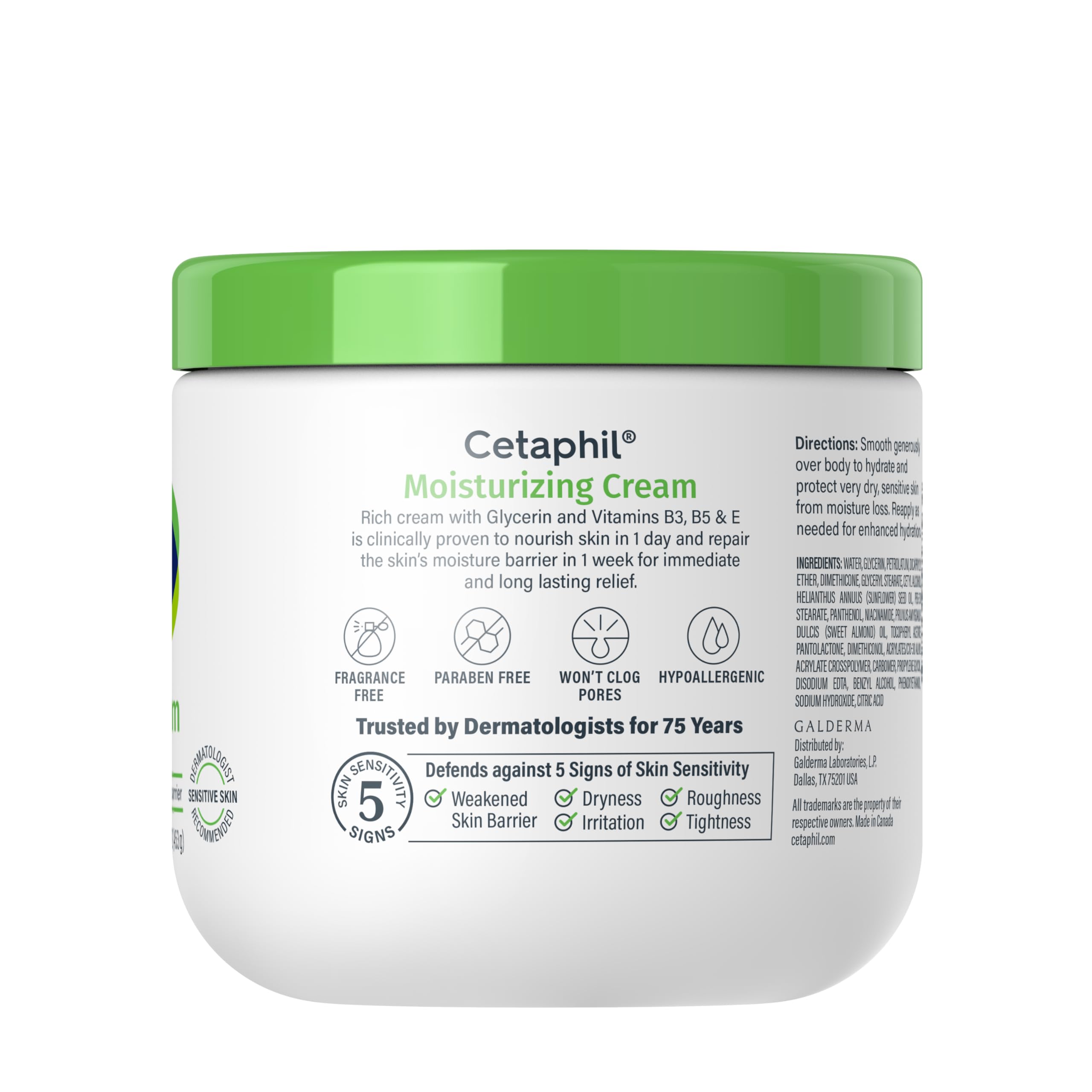 Cetaphil non-greasy cream texture shown on skin for comfortable wear.