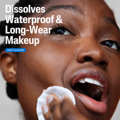 Cetaphil poured onto cotton pad to dissolve waterproof makeup quickly