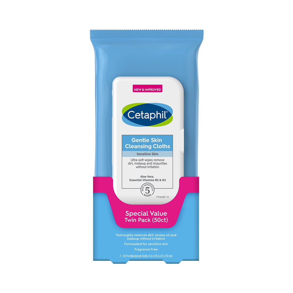 Cetaphil Face and Body Wipes close-up, gentle cleansing for sensitive skin.