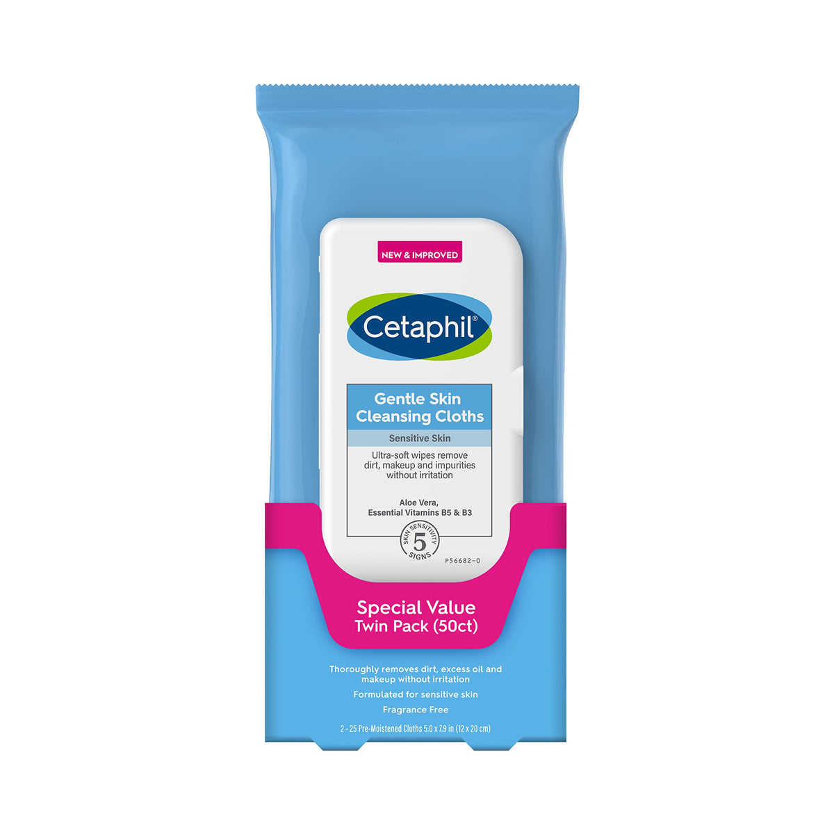 Cetaphil Face and Body Wipes close-up, gentle cleansing for sensitive skin.