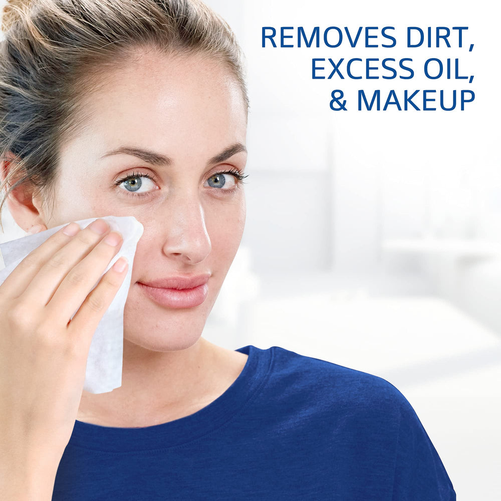 Cetaphil Wipes removing makeup and dirt for clean, refreshed skin.