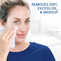 Cetaphil Wipes removing makeup and dirt for clean, refreshed skin.