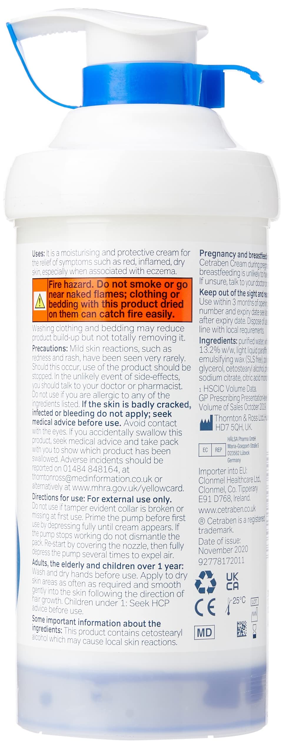 Cetraben cream being applied to dry skin for lasting hydration.