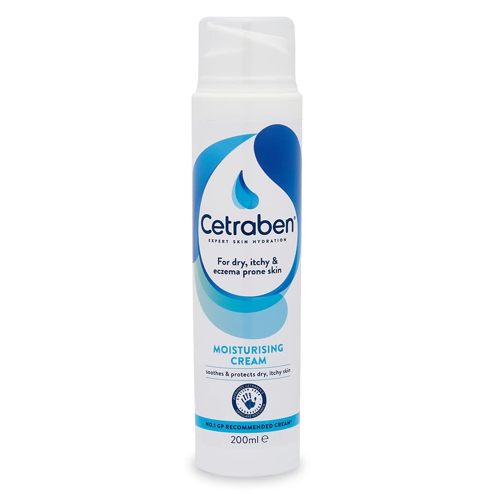 Cetraben Cream 200ml tub for easy daily moisturization of dry skin.