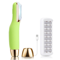 CEVEK Sonic Dermaplane Razor green-handle closeup for precise exfoliation.