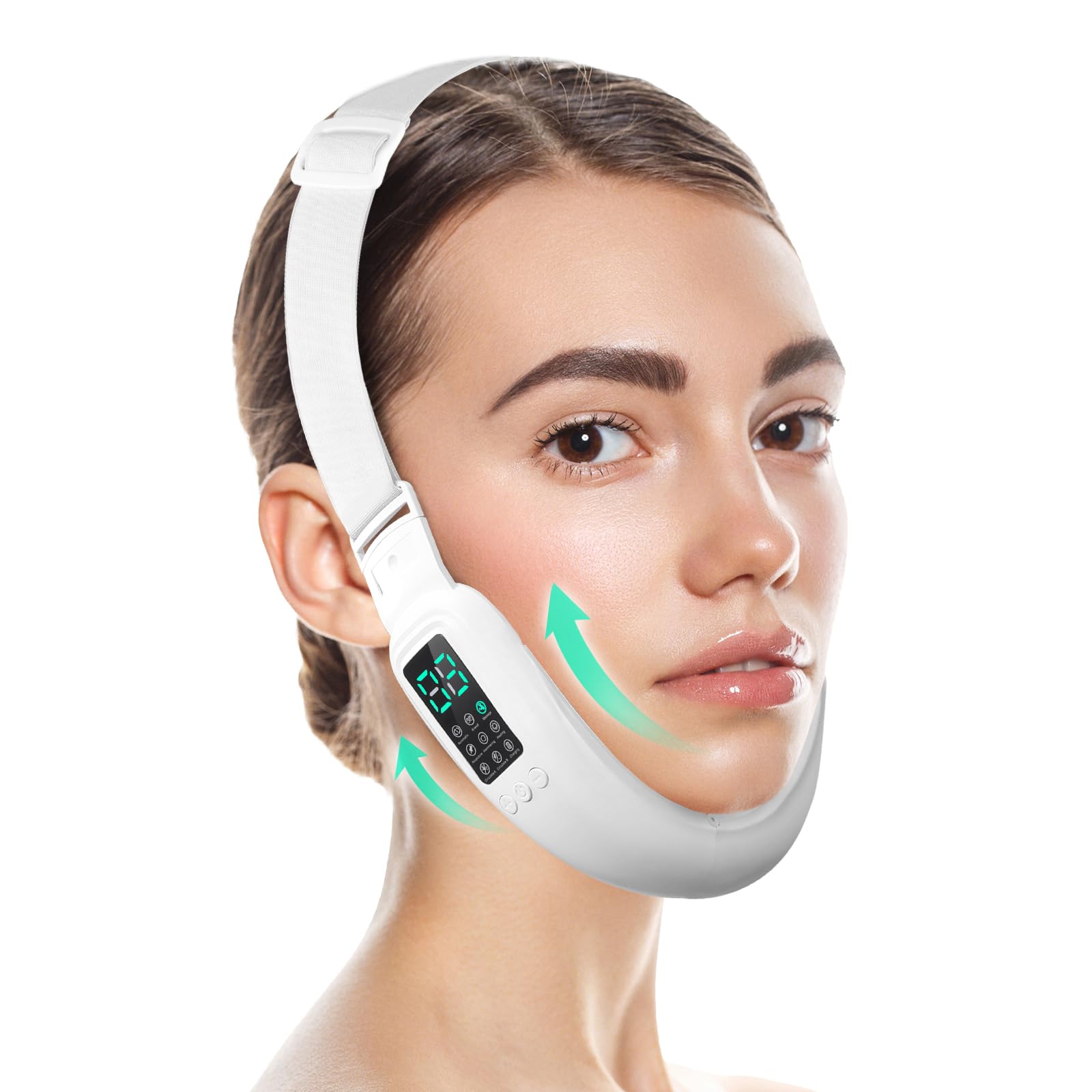 Ceymodir intelligent double chin device front view with ergonomic strap for comfort.