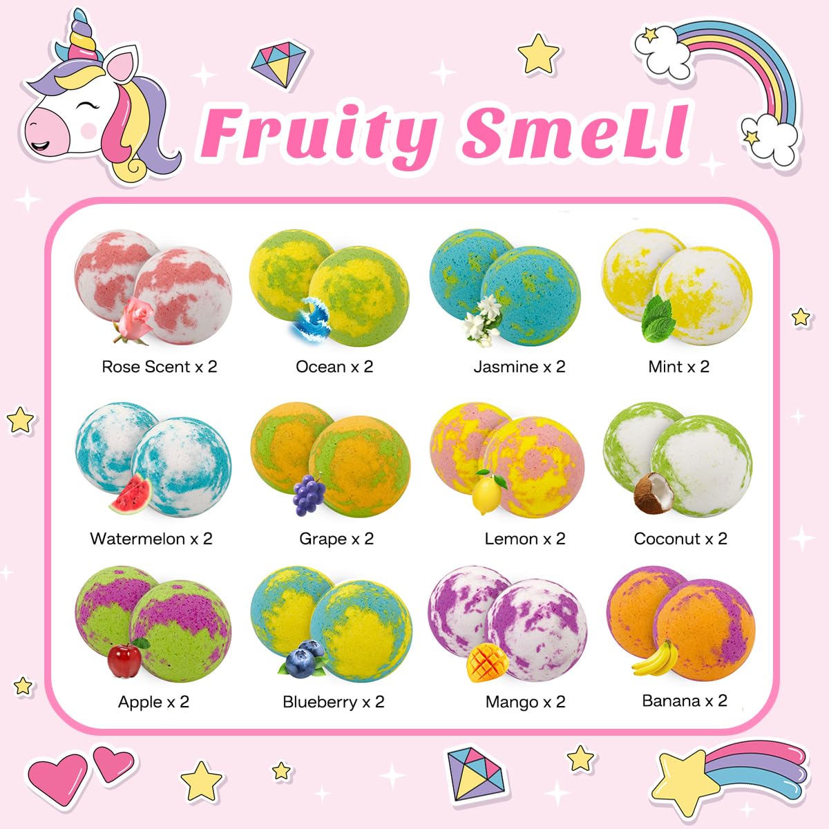 cf natural daily unicorn bath bombs surprise charms image—hidden jewelry beads during bath time
