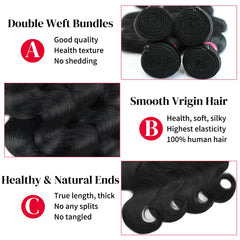CFY body wave bundles 26-inch soft-silk shine close-up for smooth styling