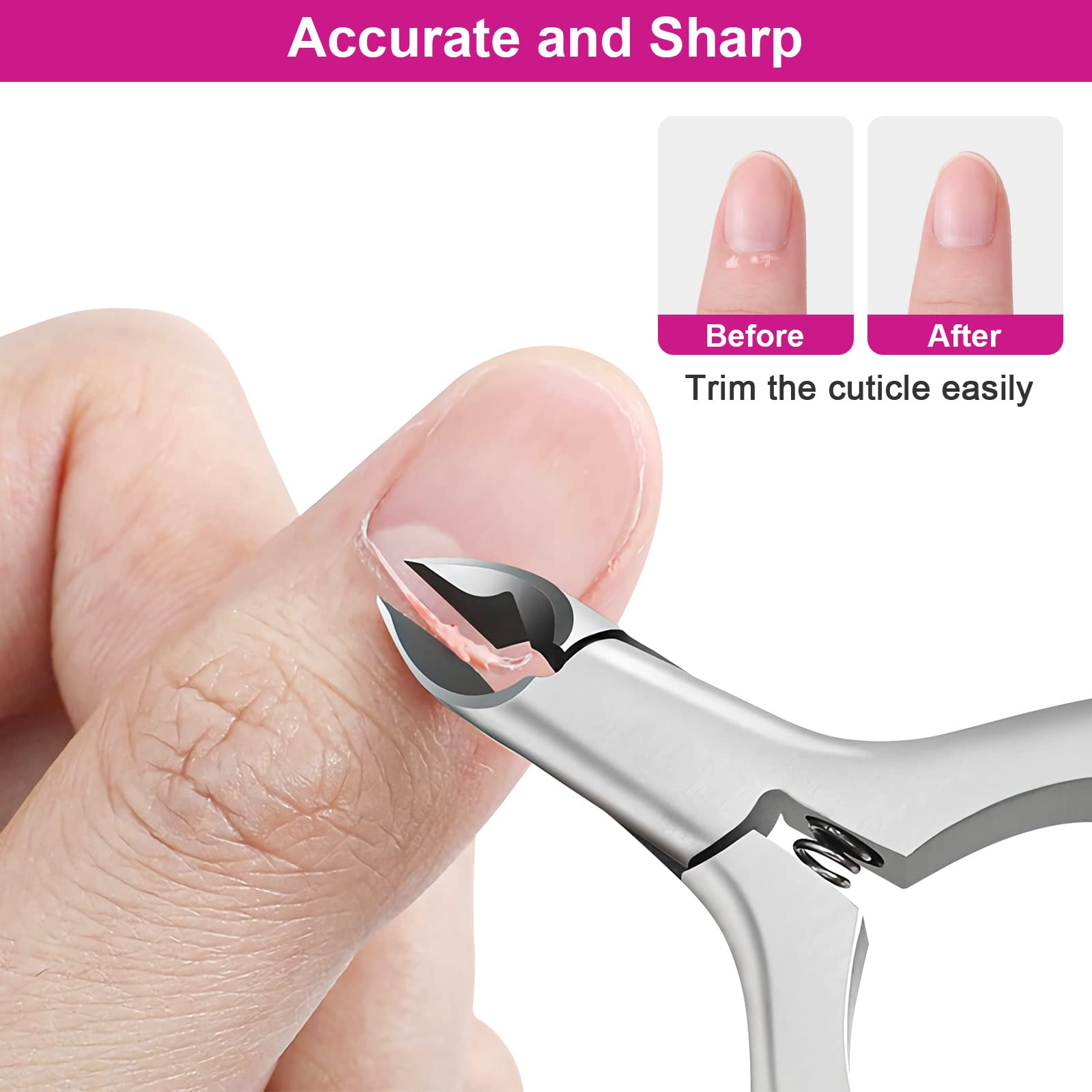 CGBE Cuticle Clipper spring action improves control and trimming efficiency.
