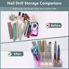 CGBE lowest layer stores small items like cotton pads and sanding bands for easy reach.