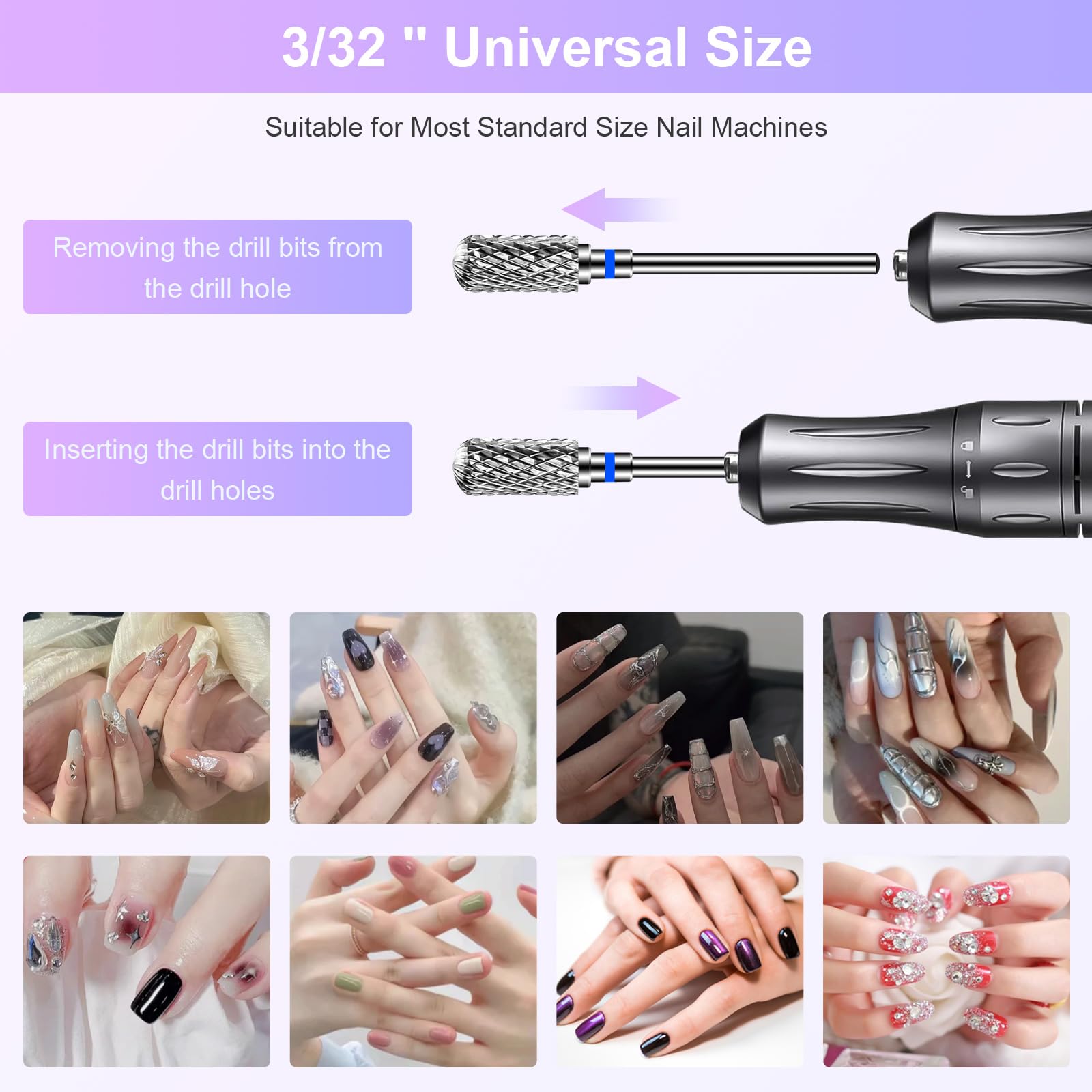 CGBE nail brush included for quick gel dust removal and bit maintenance.