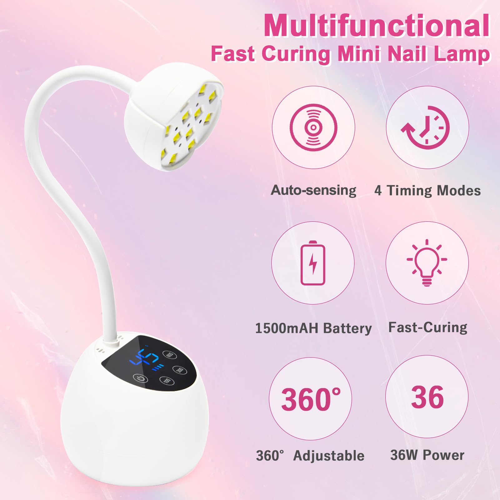 CGBE UV LED Nail Lamp 12-led beads image highlights even light coverage for consistent results