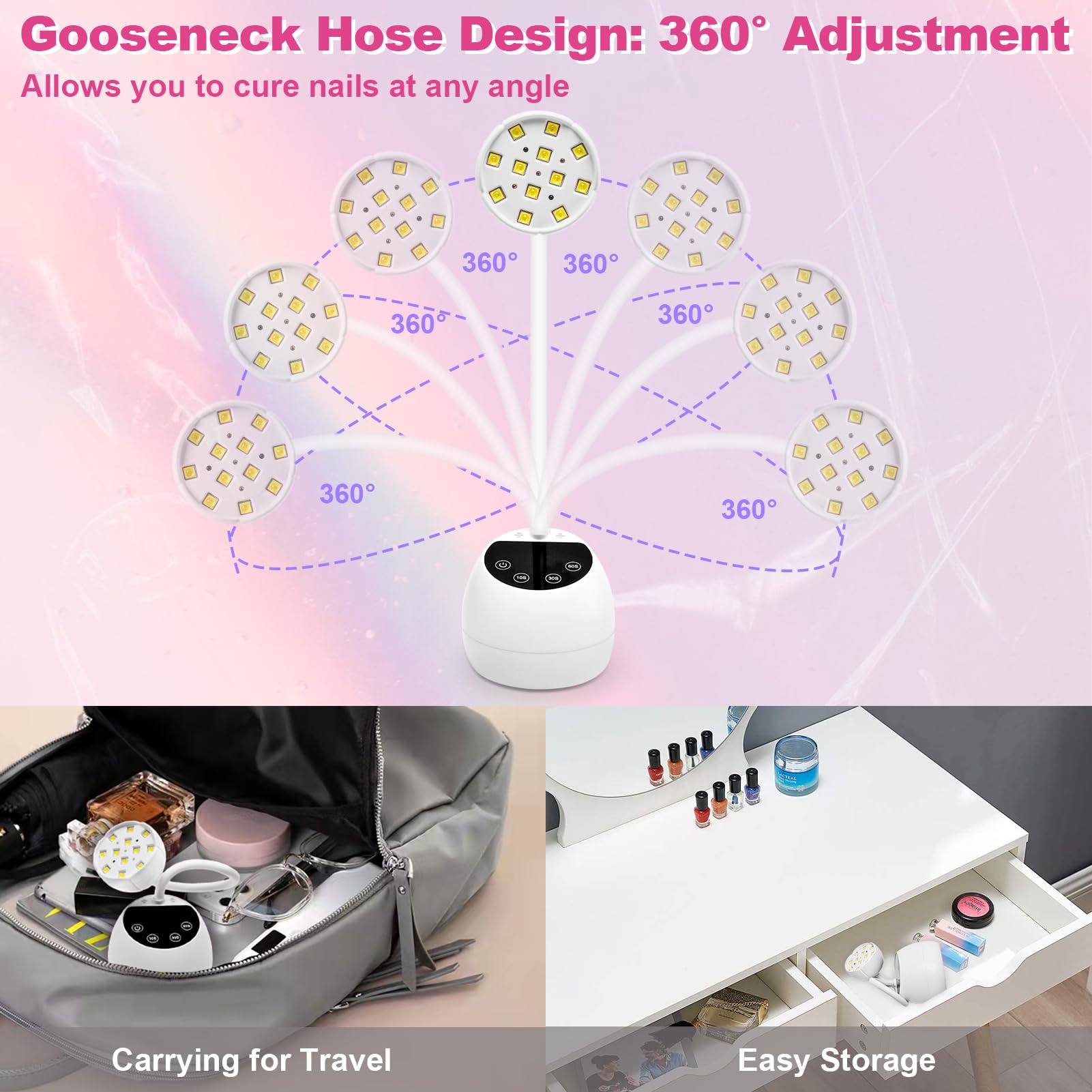 CGBE UV LED Nail Lamp automatic sensor demonstrates hands-free operation