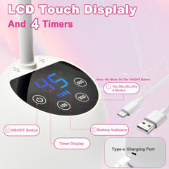 CGBE UV LED Nail Lamp LCD display and controls for real-time timing and battery status
