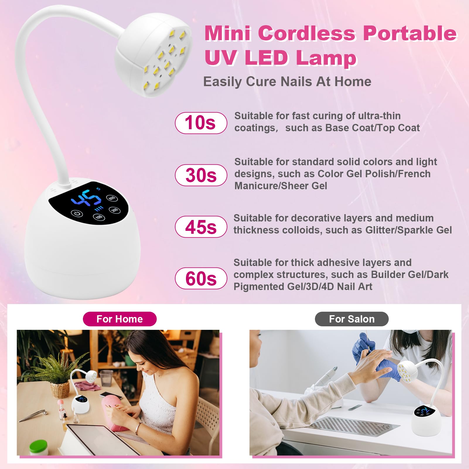CGBE UV LED Nail Lamp white housing with sleek profile for salons or home desks