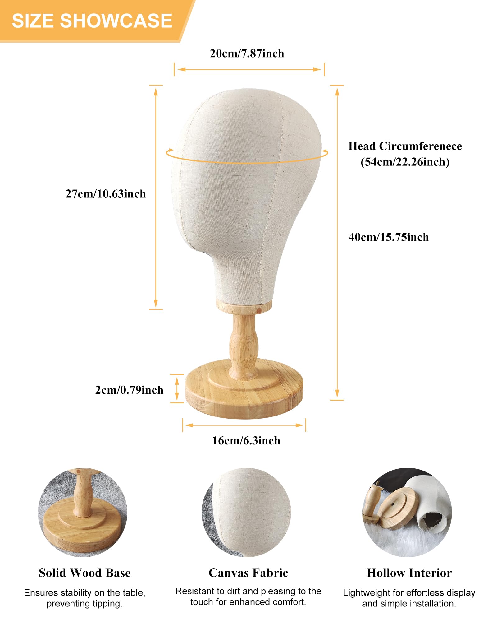 CHADWICK wig head stand wood base delivers durable wobble-free stability in stores.
