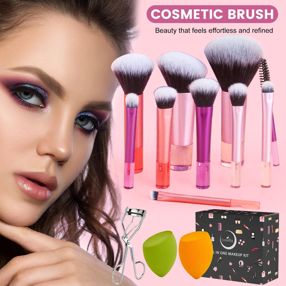 CHAFFUL makeup brush set provides soft, even application.
