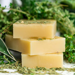 Chagrin Valley Neem & Tea Tree bar with elderflower and calendula soothing dry skin.
