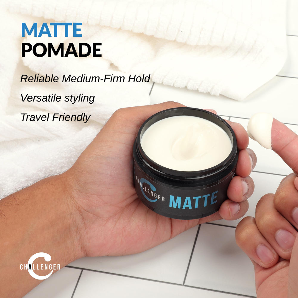 Challenger Matte hair styling finish delivers a professional-looking matte look