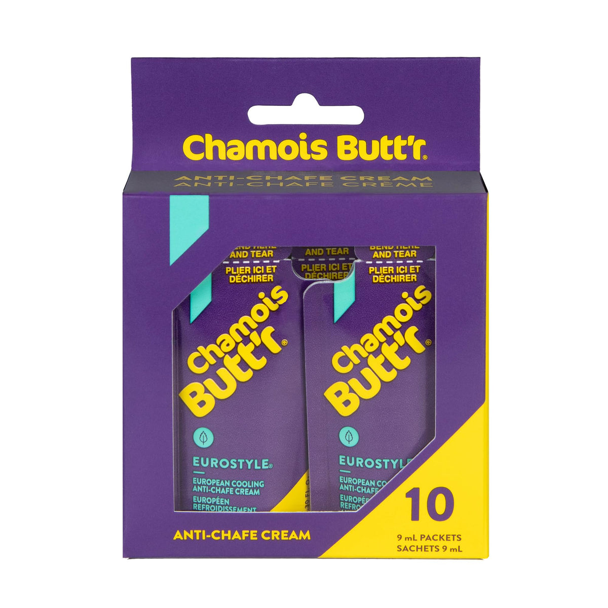 Chamois Butt'r Eurostyle packets closeup for on-the-go lubrication during rides.