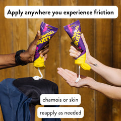 Chamois Butt'r Her' skin application demonstrating non-greasy texture