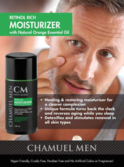 CHAMUEL MEN jojoba seed oil formula bottle highlight hydration