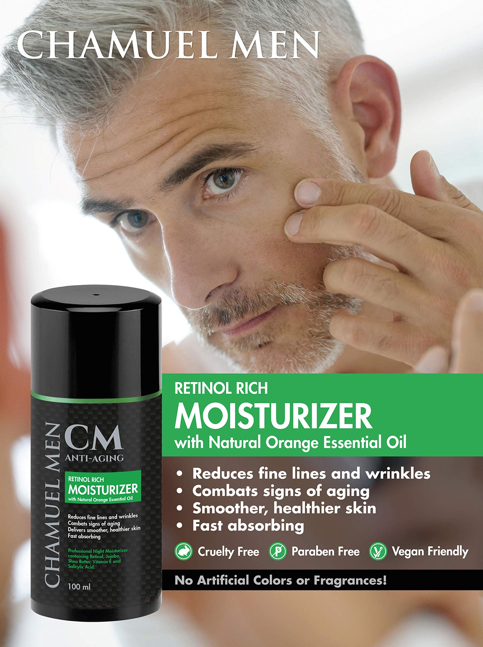 CHAMUEL MEN shea butter enriched cream on smooth skin