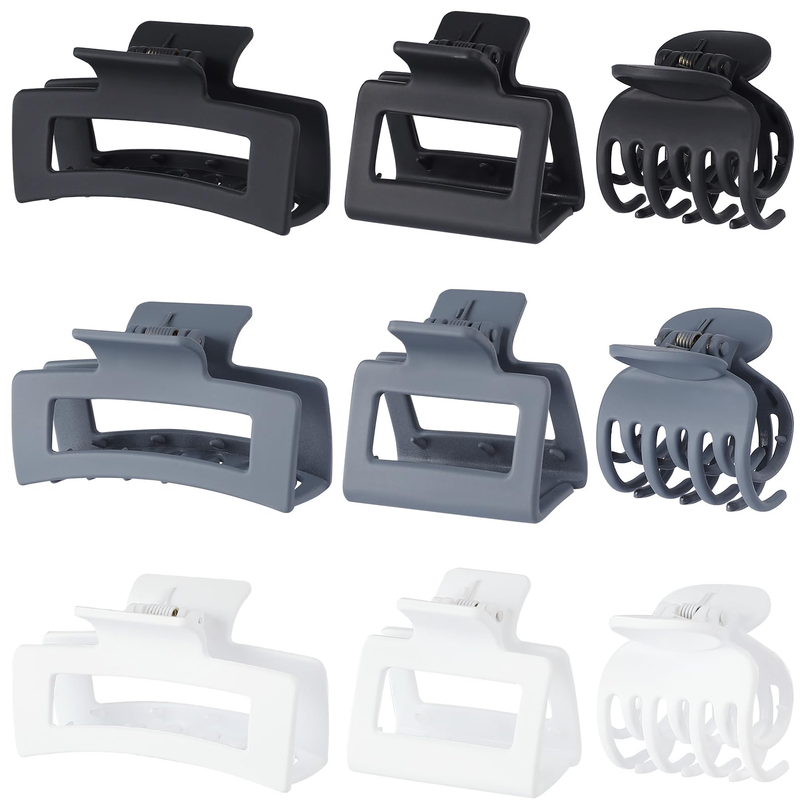 CHANDAT 3 Style Claw large grey rectangle clip for thick hair with secure hold.