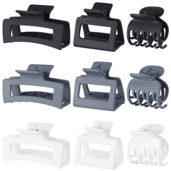 CHANDAT 3 Style Claw large grey rectangle clip for thick hair with secure hold.