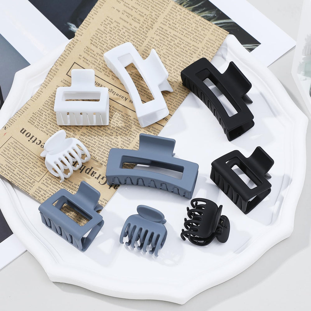 CHANDAT 3 Style Claw grey square clip for thin hair with gentle grip.