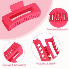 CHANDAT Dopamine 4.1-inch red rectangle hair clip adds a secure grip for thick or layered hair.