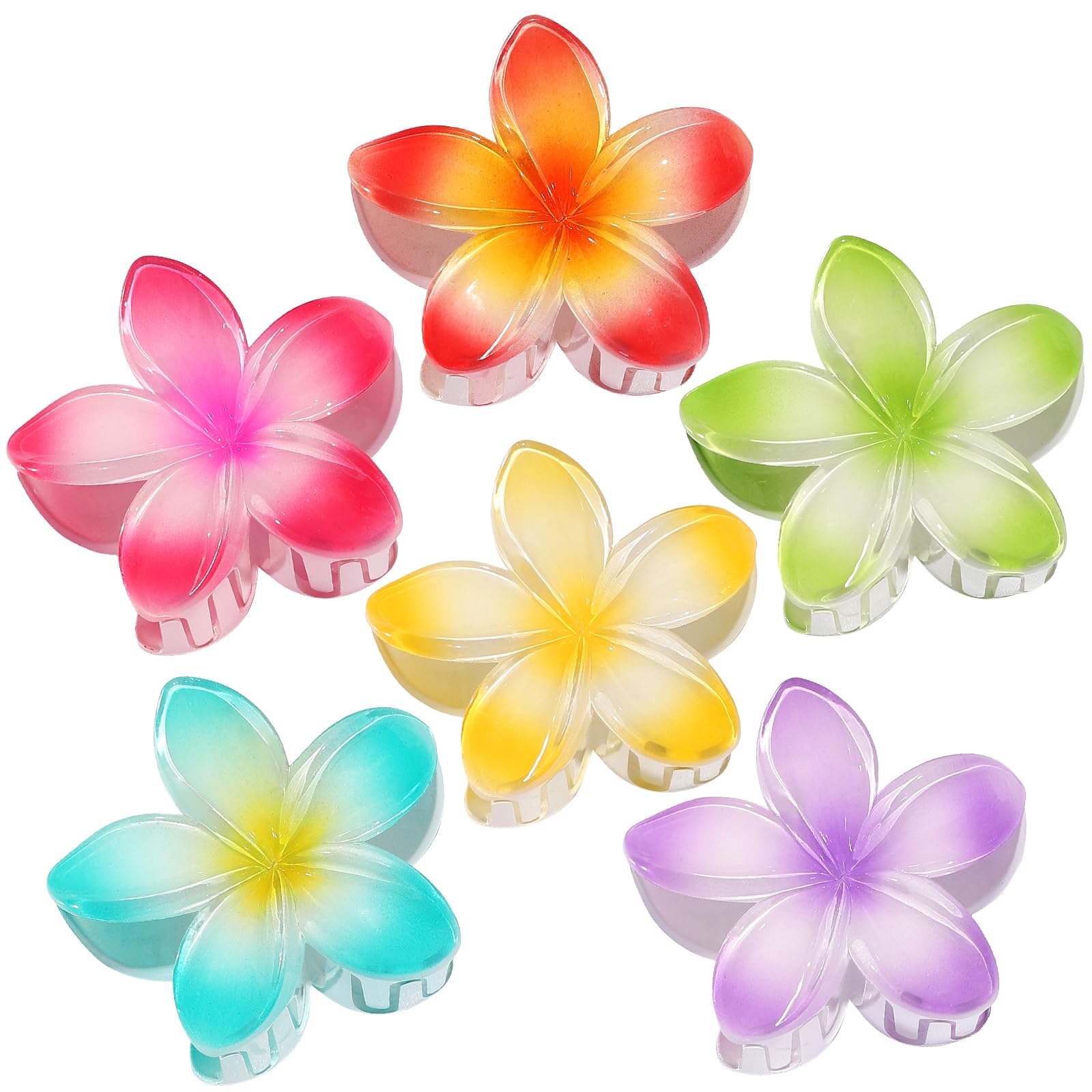 CHANDAT Flower Hair Clips six-pack in vibrant colors for easy vacation styling.