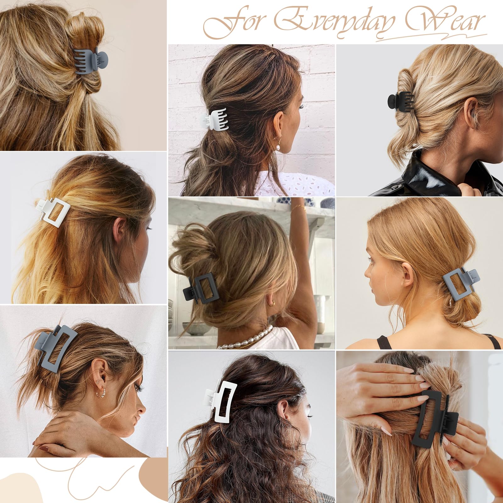 CHANDAT gift-ready hair clip set in grey, black, white for everyday styling.