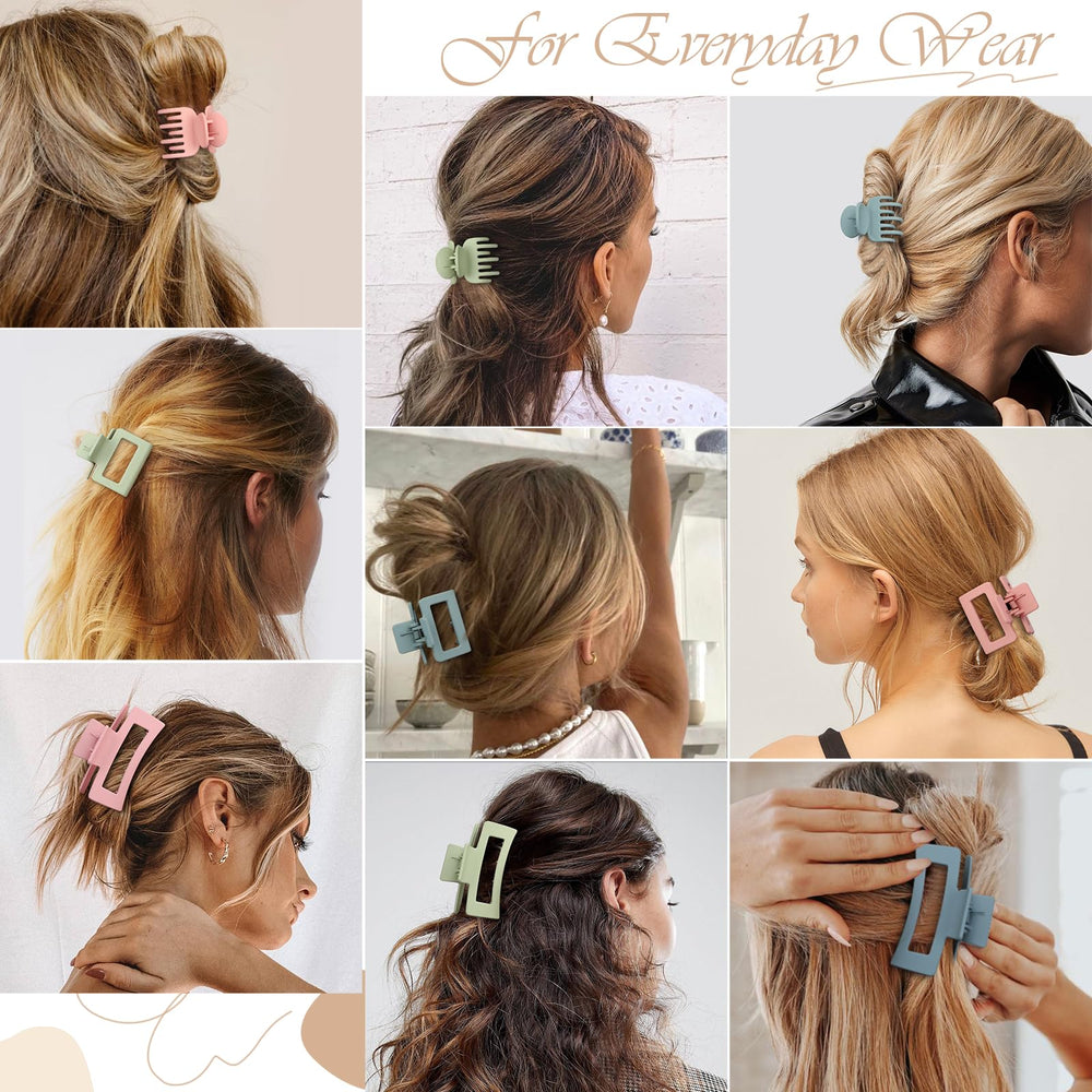 CHANDAT blue 2-inch square clip styling a sleek thin-hair updo