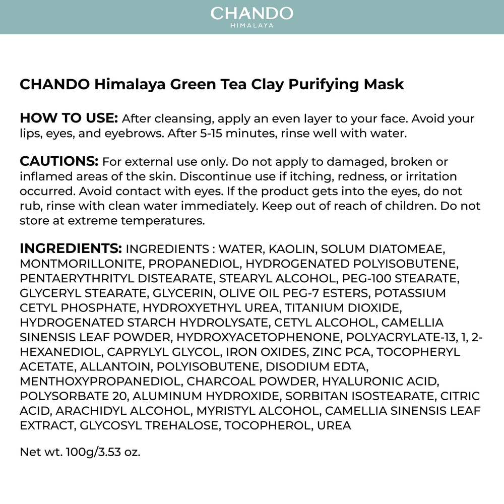 CHANDO HIMALAYA Finished mask result reveals a matte, refreshed complexion after use.