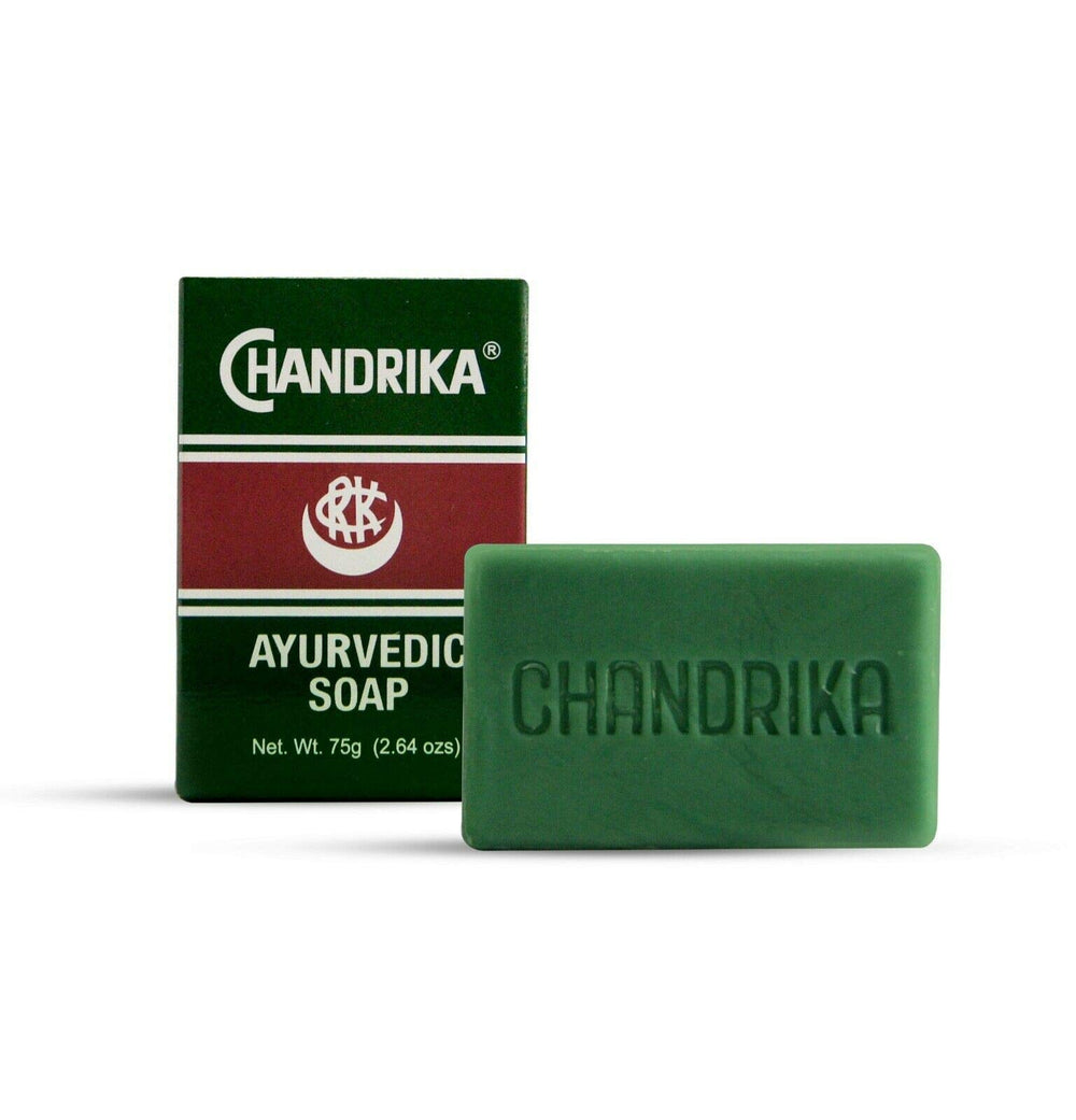 Chandrika Ayurvedic Soap natural-ingredients close-up showing herbal oils for nourishing skin.